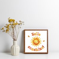 Hello Sunshine positivity quote digital download wall art poster by The Tiny Tree Frog