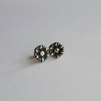 Oxidized April Birth Flower Stud Earrings ~ Handmade by The Tiny Tree Frog Jewellery