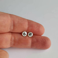 Dainty sterling silver celestial star studs, artisan made by The Tiny Tree Frog Jewellery