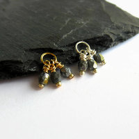 Black and Gold Czech Glass Triple Cluster Charm ~ Handmade by The Tiny Tree Frog Jewellery