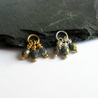 Black and Gold Czech Glass Triple Cluster Charm ~ Handmade by The Tiny Tree Frog Jewellery