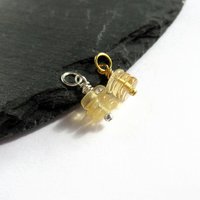 Citrine Gemstone Triple Stack Charm ~ November Birthstone ~ Handmade by The Tiny Tree Frog Jewellery