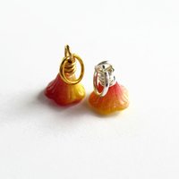 Orange and Yellow Czech Glass Flower Charm ~ Handmade by The Tiny Tree Frog Jewellery