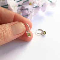 Sterling Silver Peridot Gemstone Hoop Earrings ~ August Birthstone ~ Handmade by The Tiny Tree Frog Jewellery