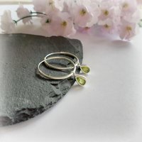 Sterling Silver Peridot Gemstone Teardrop Hoop Earrings ~ August Birthstone ~ Handmade by The Tiny Tree Frog Jewellery