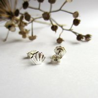 Tiny Fine Silver Seashell Stud Earrings ~ Handmade by The Tiny Tree Frog Jewellery