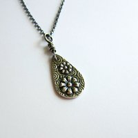 Oxidised Fine Silver Daisy Necklace - April Birth Flower ~ Handmade by The Tiny Tree Frog Jewellery