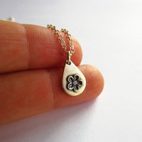 Silver Forget Me Not Teardrop Necklace ~ Handmade by The Tiny Tree Frog Jewellery