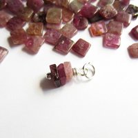 Rustic Pink Tourmaline Gemstone Stack Charm ~ October Birthstone  ~ Handmade by The Tiny Tree Frog Jewellery