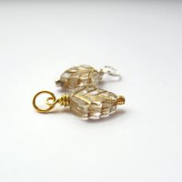 Clear and Gold Czech Glass Leaf Charm ~ Handmade by The Tiny Tree Frog Jewellery