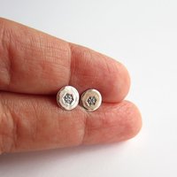 Hand Stamped Sterling Silver Snowflake Stud Earrings ~ Handmade by The Tiny Tree Frog Jewellery