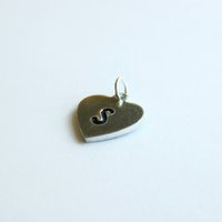Initial Hand Stamped Initial Letter Heart Charm ~ Handmade by The Tiny Tree Frog Jewellery