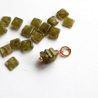 Green Garnet Triple Stack Gemstone Charm ~ January Birthstone ~ Handmade by The Tiny Tree Frog Jewellery