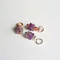 Purple Amethyst Triple Stack Gemstone Charm ~ February Birthstone ~ Handmade by The Tiny Tree Frog Jewellery