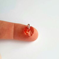 Padparadscha Peach Crystal Heart Charm ~ Silver, Gold, Rose Gold ~ 10mm