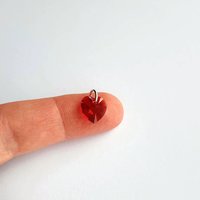 Scarlet Red Crystal Heart Charm ~ Handmade by The Tiny Tree Frog Jewellery