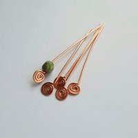 Pure Copper Spiral Headpins ~ Set of 10 ~ Choose Gauge and Length ~ Handmade by The Tiny Tree Frog Jewellery