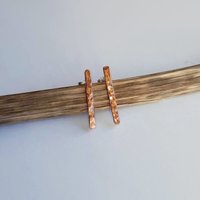 Short textured copper stick earrings, handmade by The Tiny Tree Frog Jewellery