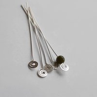 Recycled Sterling Silver Spiral End Headpins ~ Handmade Findings by The Tiny Tree Frog Jewellery