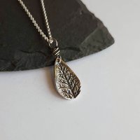 Solid silver nature inspired real leaf pendant necklace, hand made by The Tiny Tree Frog Jewellery