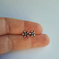 Oxidised Silver Flower Stud Earrings ~ Handmade by The Tiny Tree Frog Jewellery