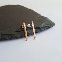 Dainty copper stud earrings, hand made by The Tiny Tree Frog Jewellery