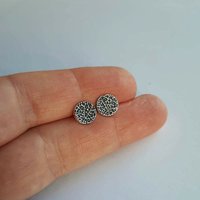 Dainty Leaf Textured Silver Stud Earrings ~ Artisan Made by The Tiny Tree Frog Jewellery