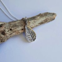 Fine silver and sterling silver Achillea Millefolium teardrop pendant necklace, handcrafted by The Tiny Tree Frog Jewellery