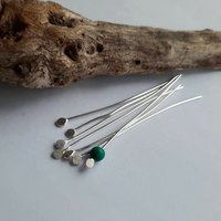 Recycled Sterling Silver Flattened Ball End Headpins ~ Hand Forged by The Tiny Tree Frog Jewellery