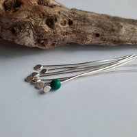 Recycled 925 Sterling Silver Hammered Ball End Head Pins ~ Artisan Made by The Tiny Tree Frog Jewellery