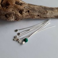 Recycled Sterling Silver Flat Round Tip Head Pins ~ Handcrafted by The Tiny Tree Frog Jewellery