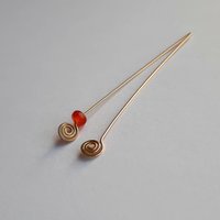 Pair of 14 Carat Gold Fill Spiral End Headpins, handmade findings by The Tiny Tree Frog Jewellery 