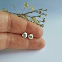 Eco friendly 925 sterling silver paw print pebble stud earrings, hand made by The Tiny Tree Frog Jewellery