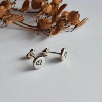 Tiny ecofriendly 925 sterling silver love heart stud earrings, handmade by The Tiny Tree Frog Jewellery