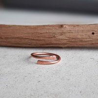 Slim hammered copper wrap ring, hand made by The Tiny Tree Frog Jewellery