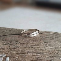 Thin hammered recycled 925 sterling silver wrap ring, hand forged The Tiny Tree Frog Jewellery