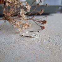 Slim textured 925 sterling silver adjustable wrap around ring, hand made by The Tiny Tree Frog Jewellery