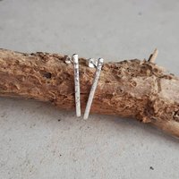 Eco friendly recycled sterling silver long bar studs, handcrafted by The Tiny Tree Frog Jewellery