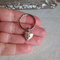 Handstamped copper cute fox key ring - 7th anniversary gift - hand made by The Tiny Tree Frog Jewellery