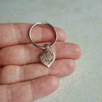Handstamped copper cute bird and butterflies key ring - 7th anniversary gift - hand made by The Tiny Tree Frog Jewellery
