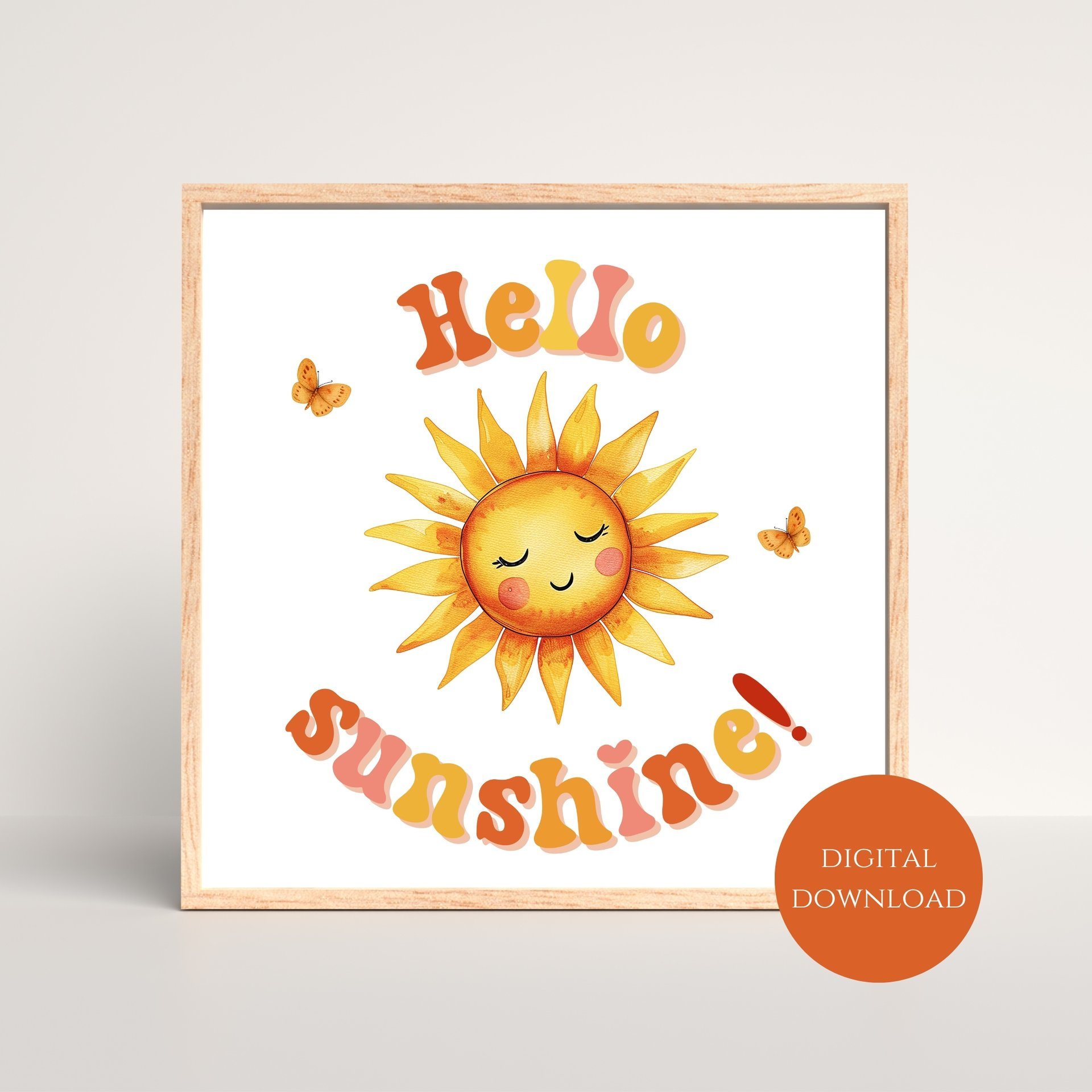 Hello Sunshine instant digital download wall art by The Tiny Tree Frog