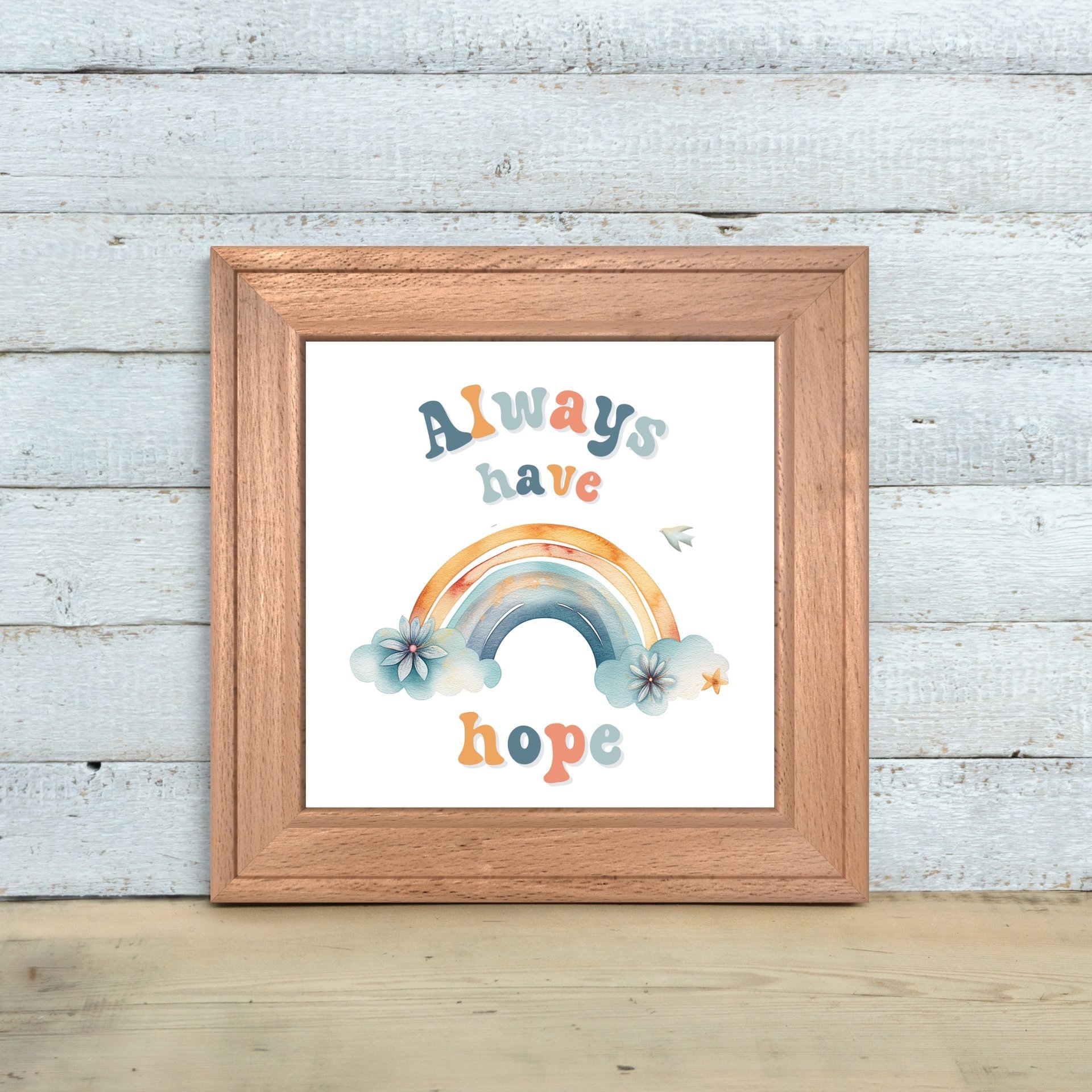 Always Have Hope pastel rainbow positivity quote digital download wall art poster by The Tiny Tree Frog