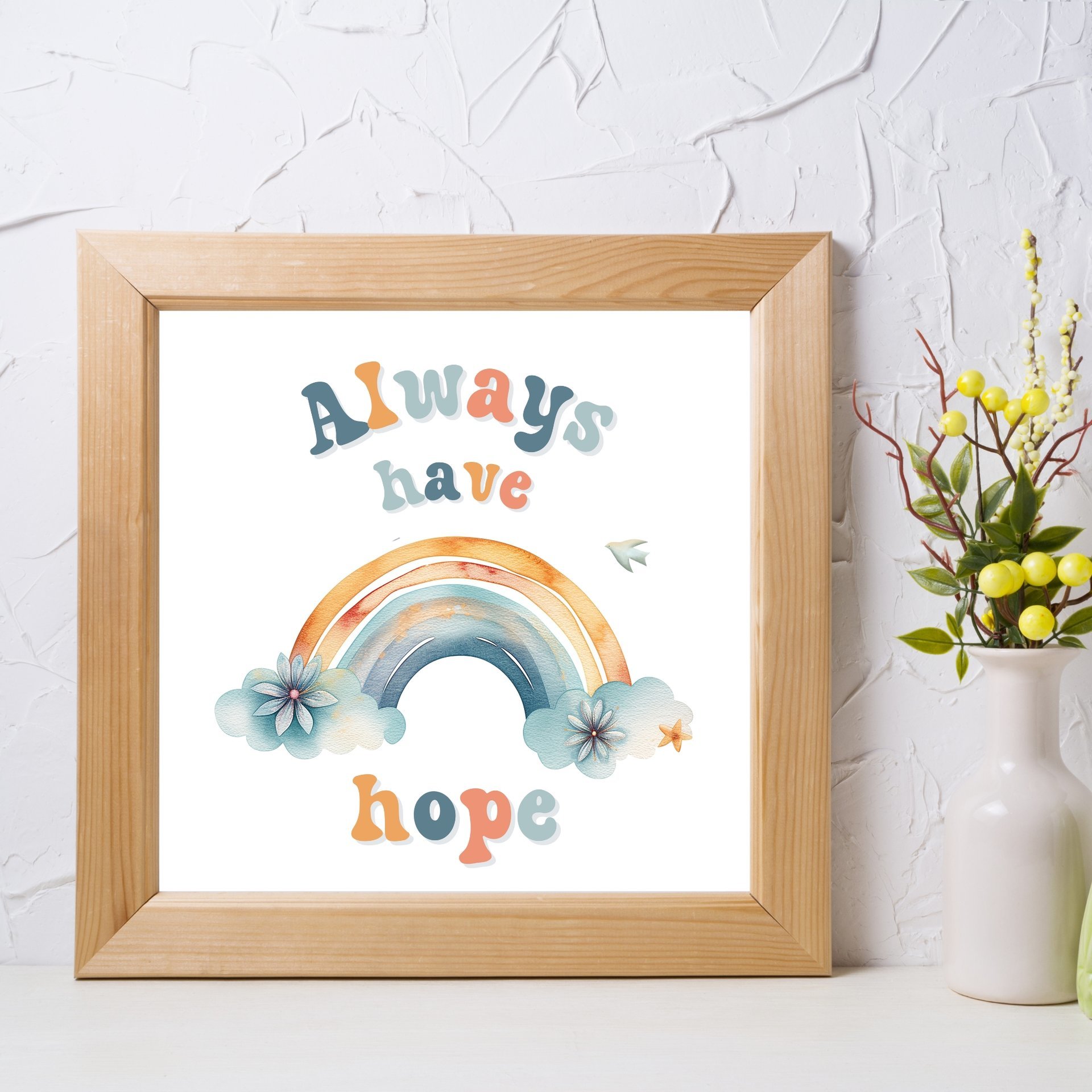 Cute colourful Always Have Hope printable wall art room decor by The Tiny Tree Frog