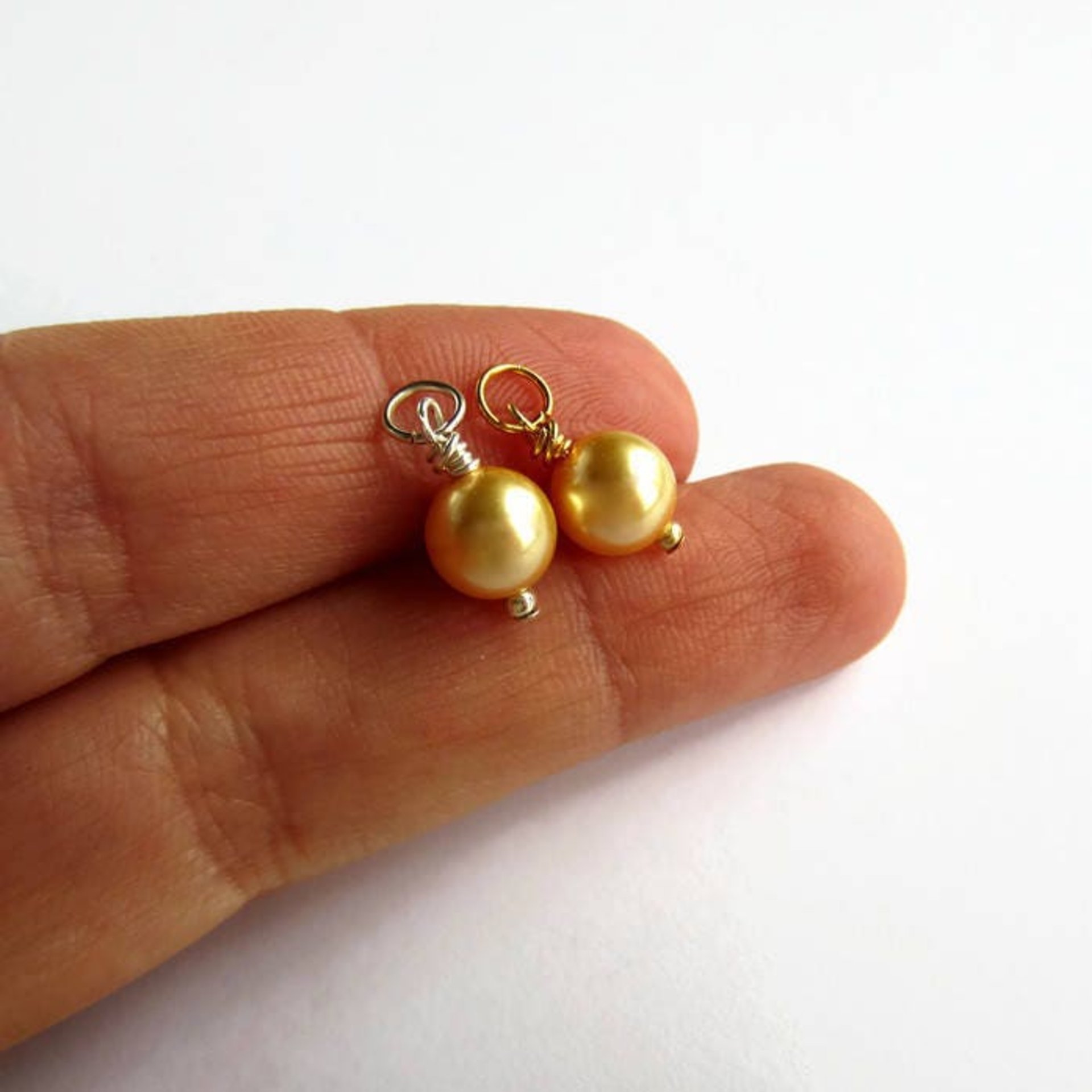 Gold Crystal Pearl Charm ~ Handmade by The Tiny Tree Frog Jewellery