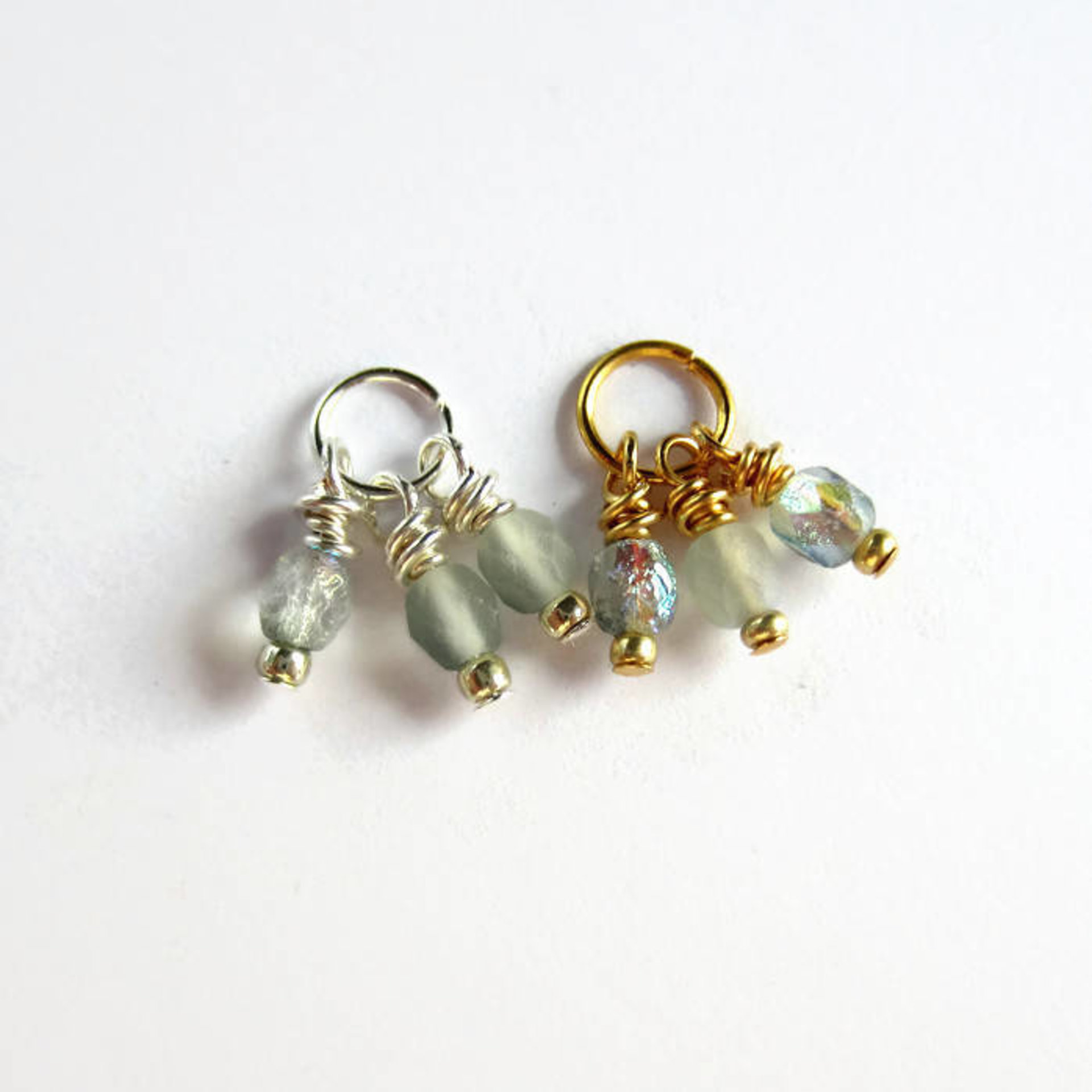 Frosted Crystal Czech Glass Triple Cluster Charm ~ Handmade by The Tiny Tree Frog Jewellery