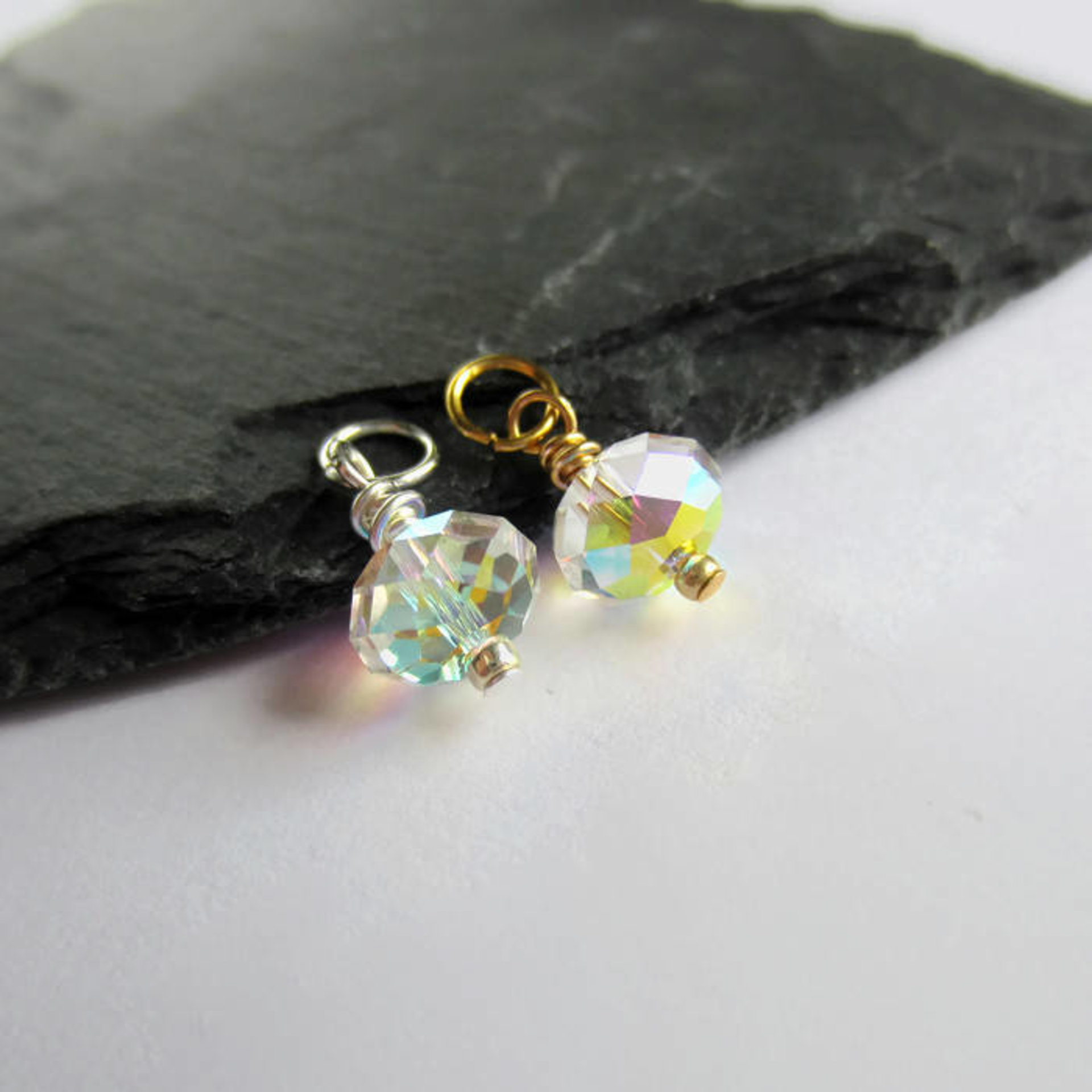 Clear Crystal AB Rondelle Charm ~ Handmade by The Tiny Tree Frog Jewellery