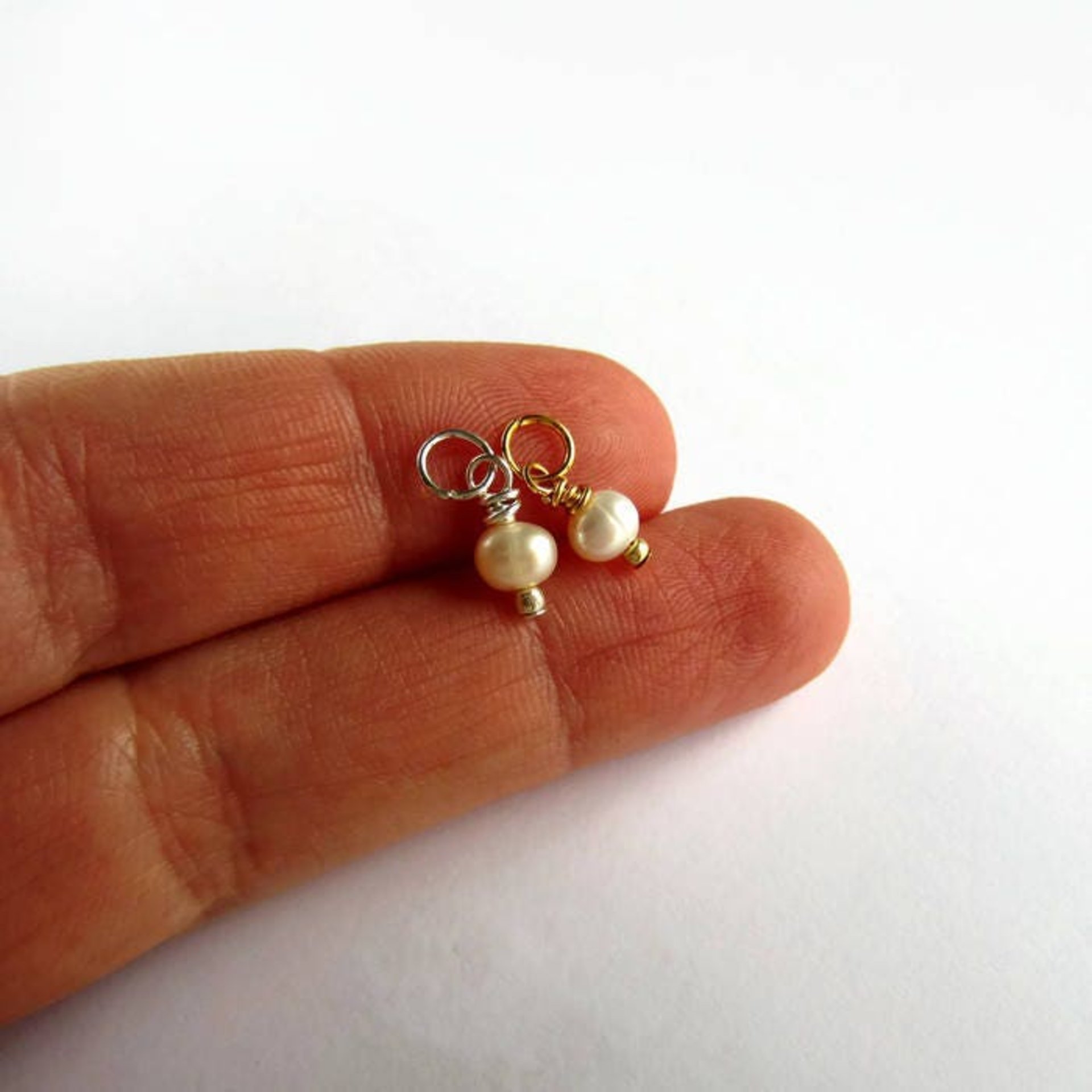 Tiny Cream Freshwater Pearl Charm ~ June Birthstone ~ Handmade by The Tiny Tree Frog Jewellery