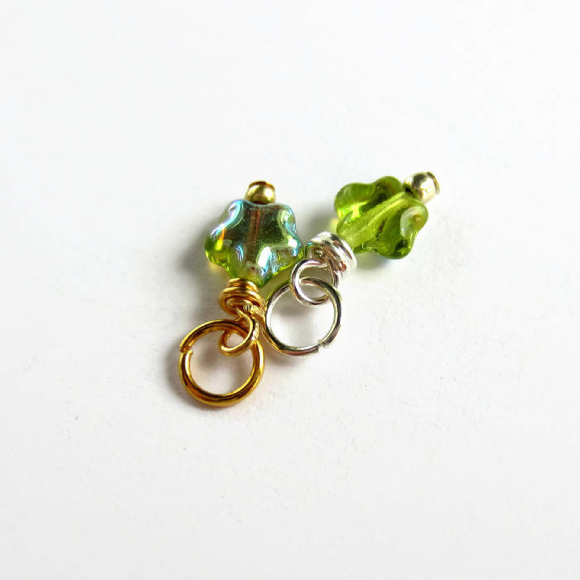 Tiny Green Czech Glass Star Charm ~ Handmade by The Tiny Tree Frog Jewellery