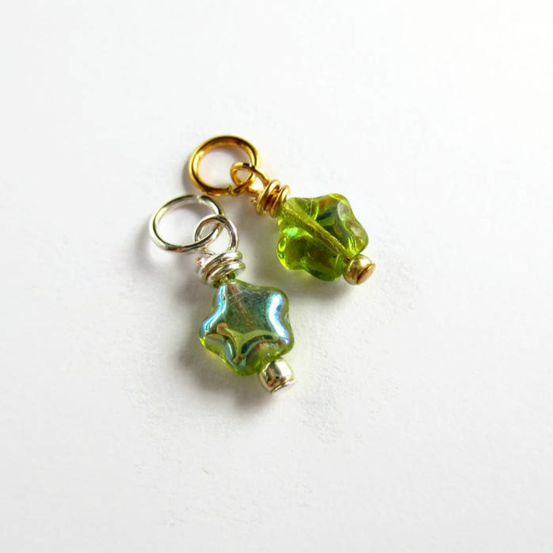 Tiny Green Czech Glass Star Charm ~ Handmade by The Tiny Tree Frog Jewellery