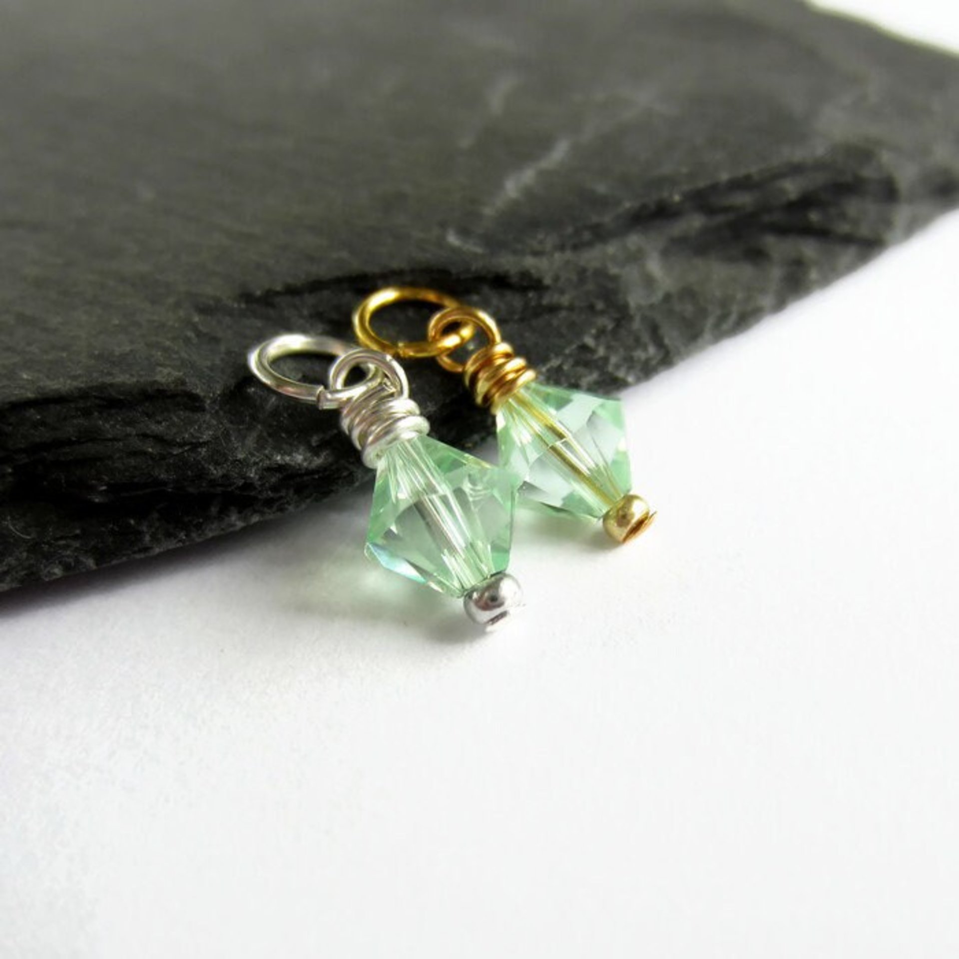 Pale Chrysolite Green Crystal Charm ~ Handmade by The Tiny Tree Frog Jewellery